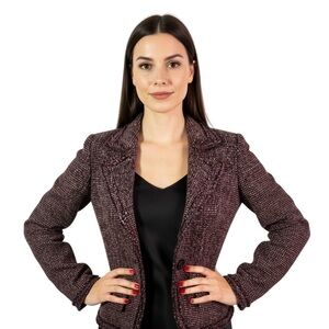 PINKO TWEED BLAZER JACKET PURPLE WOMAN SIZE 4